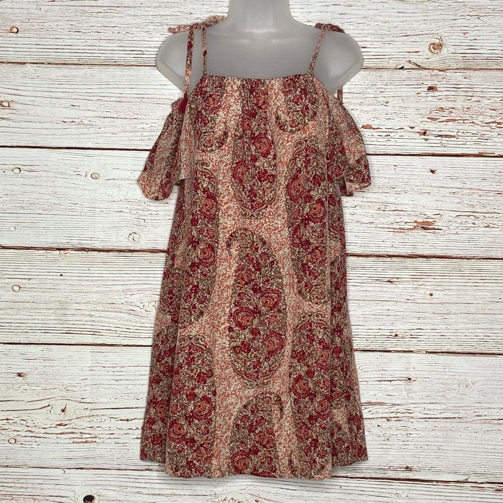 Madewell Silk Cold-Shoulder Dress in Watercolor Paisley Sz S - Picture 11 of 14